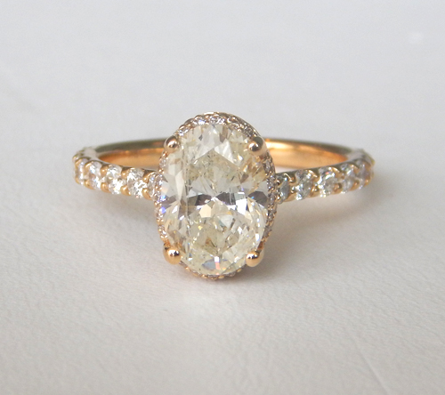 custom designed diamond engagement ring yellow gold