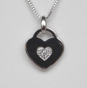 white sapphire heart pendant sterling silver
