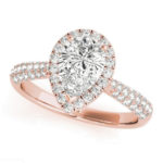 rose gold pear diamond halo engagement ring