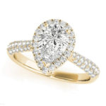 yellow gold pear diamond halo engagement ring