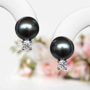 white gold tahitian pearl and diamond earrings